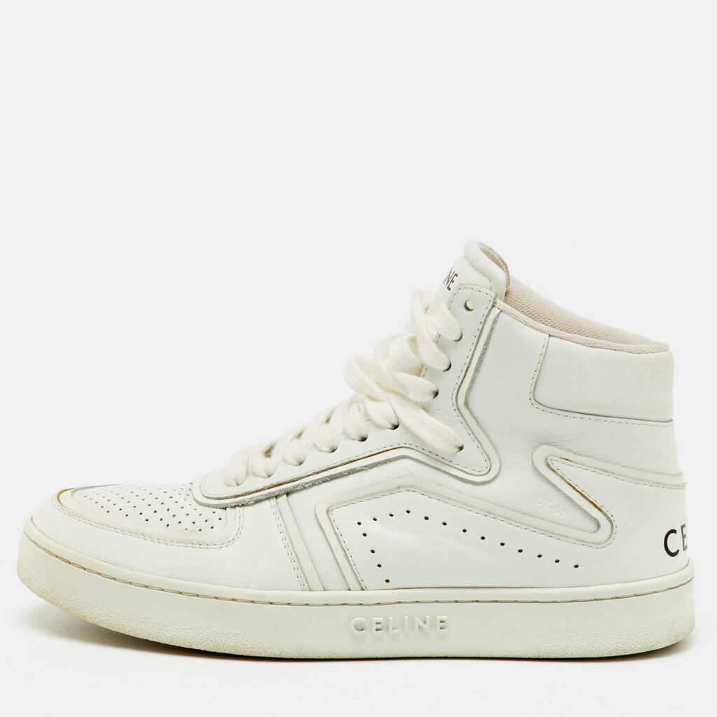 Celine White Leather CT-01 Z High Top Sneakers Size 36