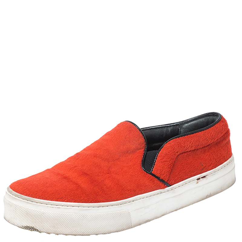 Celine Orange Calfhair Slip On Sneakers Size 38 Celine Orange Calfhair Slip On Sneakers Size 38