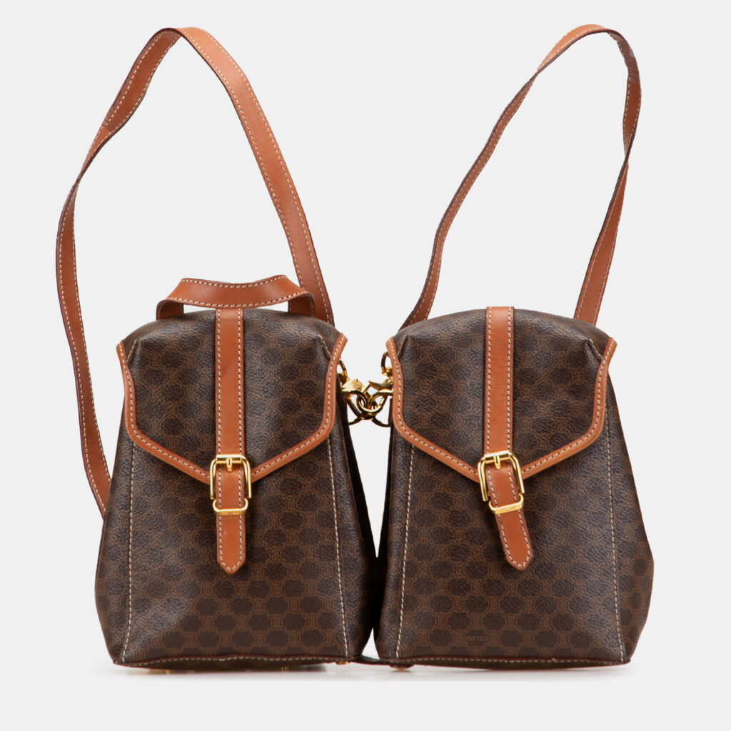 Celine Mini Macadam Coated Canvas Twin Backpack Celine Mini Macadam Coated Canvas Twin Backpack
