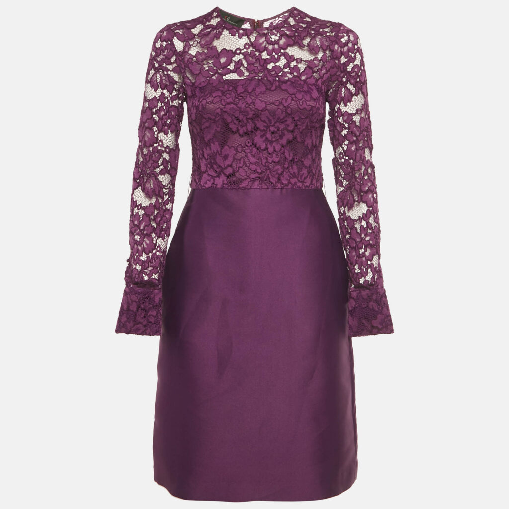CH Carolina Herrera Purple Lace and Satin Short Dress XS CH Carolina Herrera Purple Lace and Satin Short Dress XS