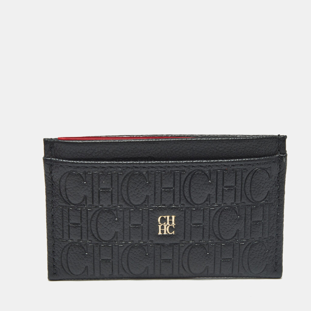 luxury-women-ch-carolina-herrera-new-handbags-p1234832-001.jpg CH Carolina Herrera Black Monogram Leather Card Holder