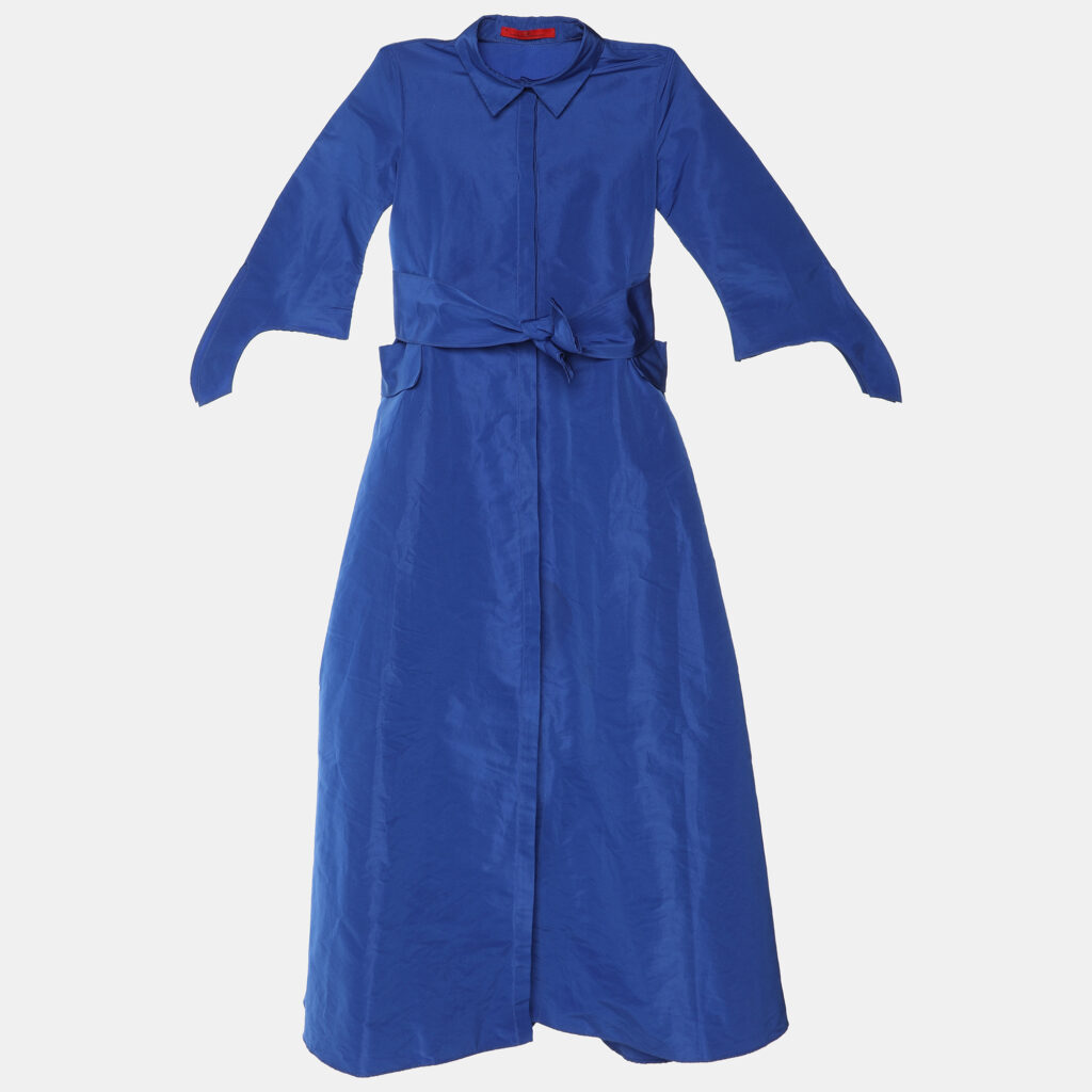 Carolina Herrera Royal Blue Taffeta Pocketed Flared Shirt Dress M Carolina Herrera Royal Blue Taffeta Pocketed Flared Shirt Dress M