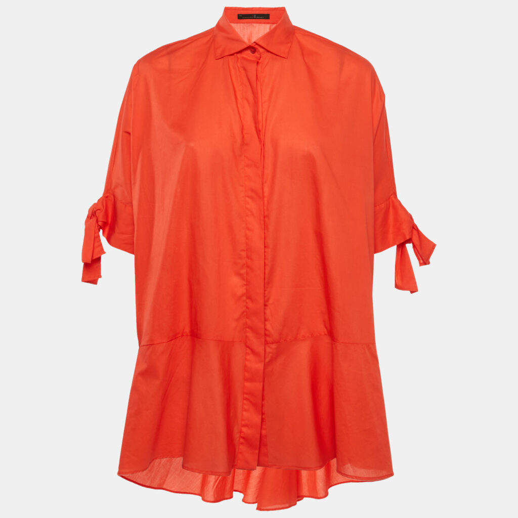 CH Carolina Herrera Red Cotton Oversized Blouse XS CH Carolina Herrera Red Cotton Oversized Blouse XS