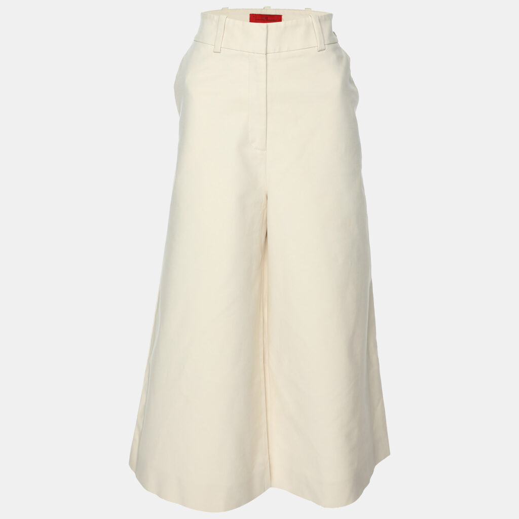 CH Carolina Herrera Cream Stretch Cotton Wide Leg Capri Pants S CH Carolina Herrera Cream Stretch Cotton Wide Leg Capri Pants S