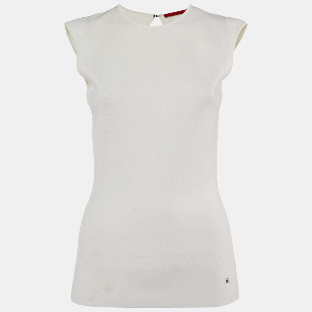 CH Carolina Herrera Off White Knit Open Back Top XS CH Carolina Herrera Off White Knit Open Back Top XS