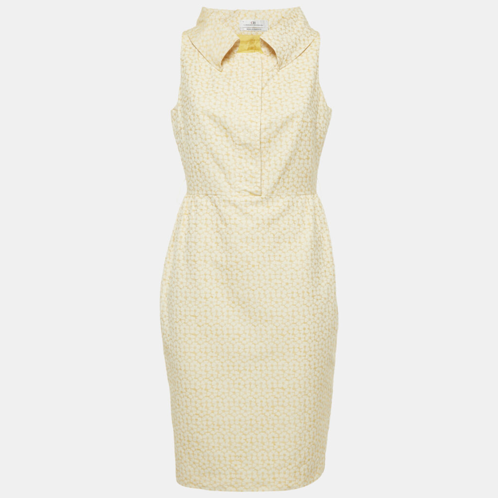 CH Carolina Herrera Yellow Floral Jacquard Cotton Mini Dress M CH Carolina Herrera Yellow Floral Jacquard Cotton Mini Dress M