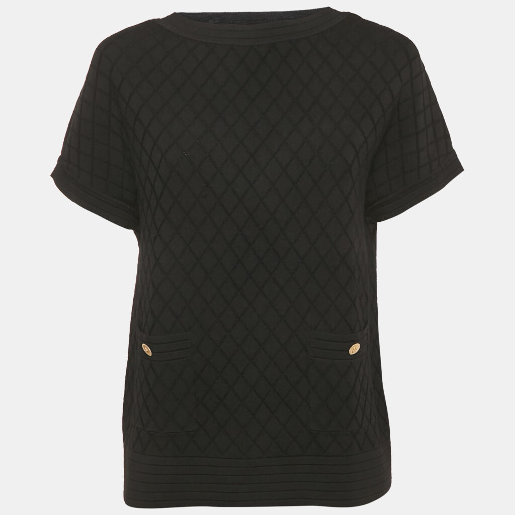 CH Carolina Herrera Black Diamond Knit Top XS