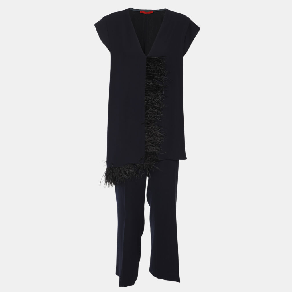 CH Carolina Herrera Navy Blue Crepe Pant Suit M