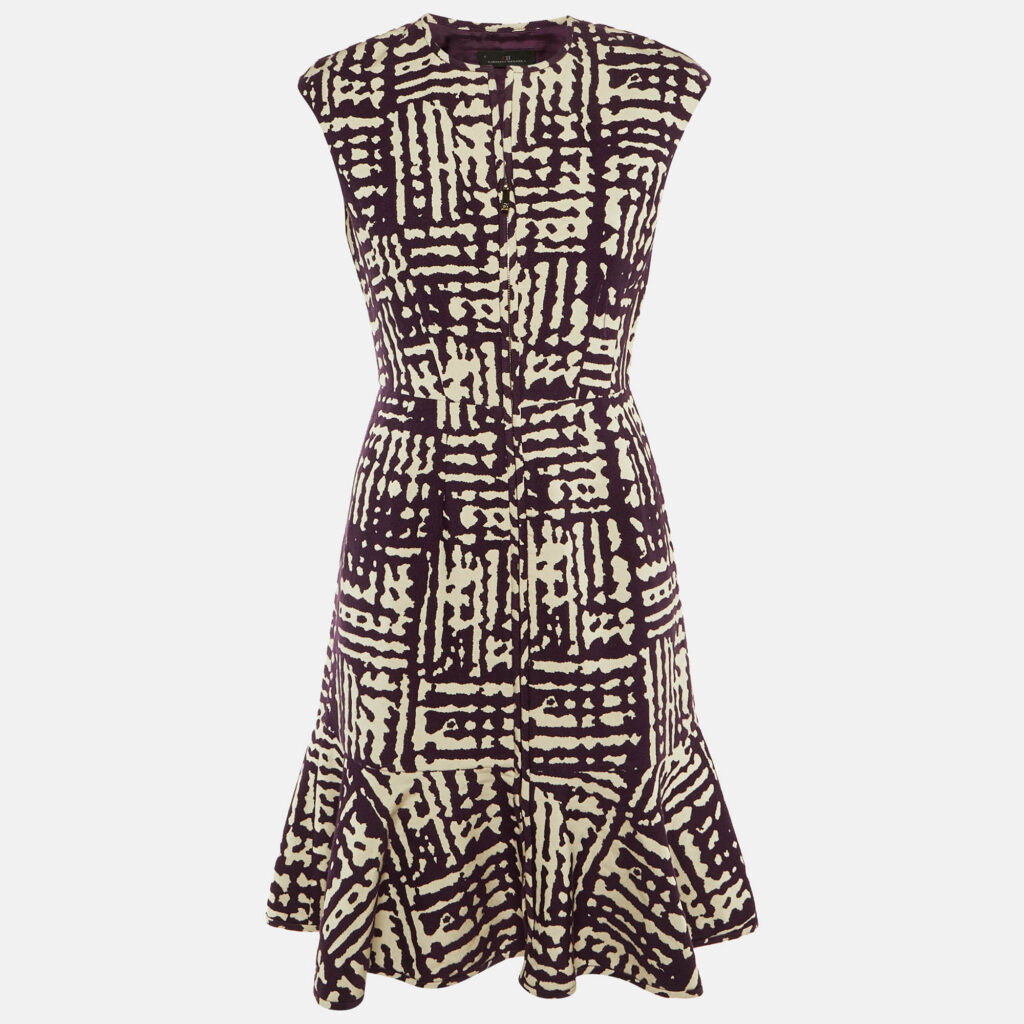CH Carolina Herrera Purple /White Patterned Knit Flounced Hem Short Dress S CH Carolina Herrera Purple /White Patterned Knit Flounced Hem Short Dress S