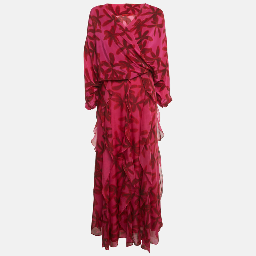 CH Carolina Herrera Pink Printed Silk Maxi Dress & Top Set S/XS