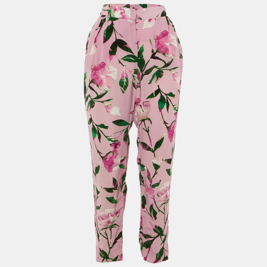 CH Carolina Herrera Pink Floral Pint Silk Blend Trousers M CH Carolina Herrera Pink Floral Pint Silk Blend Trousers M