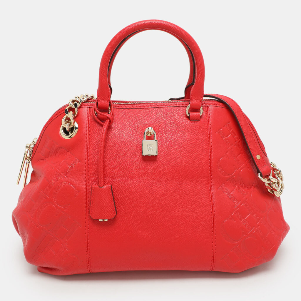 CH Carolina Herrera Red Leather Dahlia Satchel CH Carolina Herrera Red Leather Dahlia Satchel