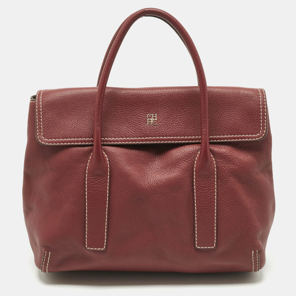 CH Carolina Herrera Red Leather Flap Satchel