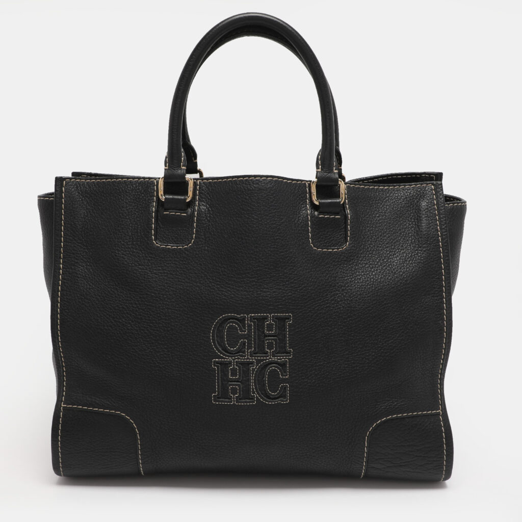 CH Carolina Herrera Black Leather Tote