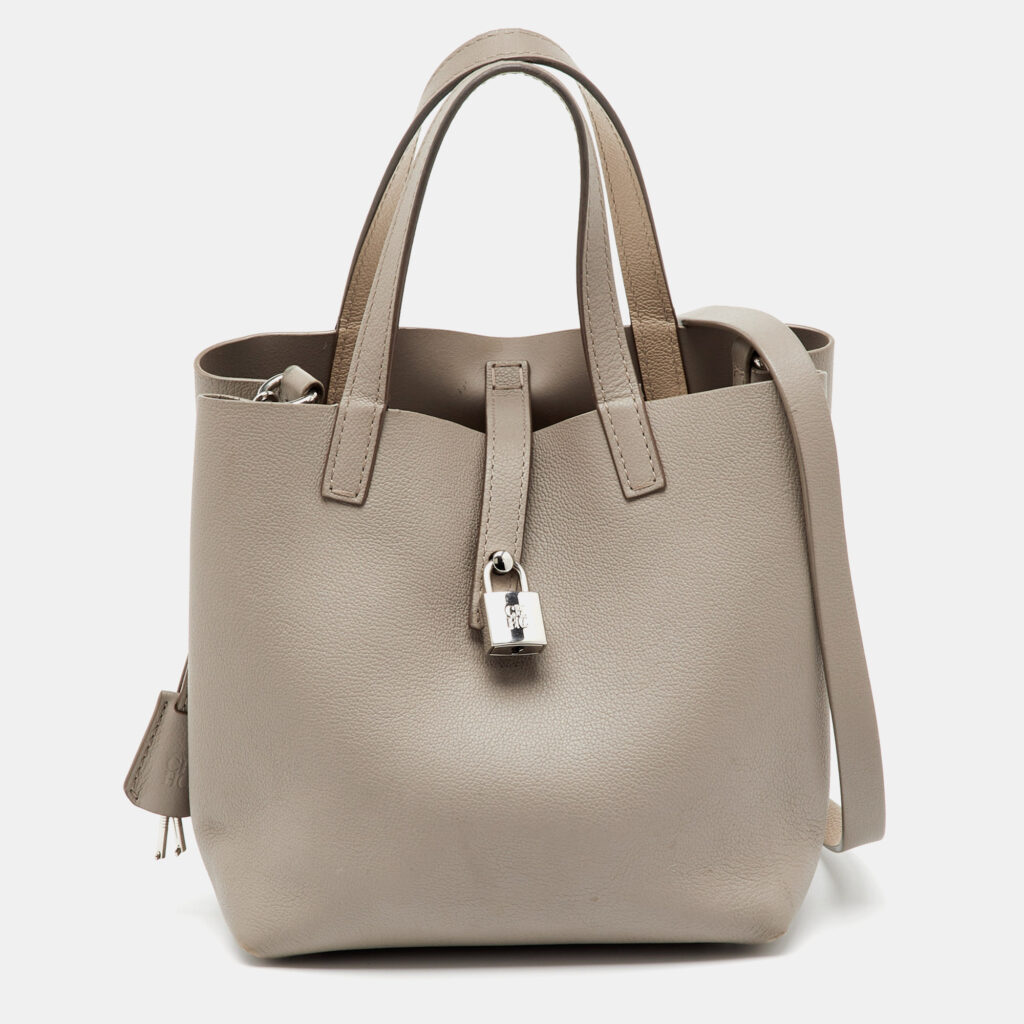 CH Carolina Herrera Light Grey Leather Matryoshka Locked XS Bag CH Carolina Herrera Light Grey Leather Matryoshka Locked XS Bag