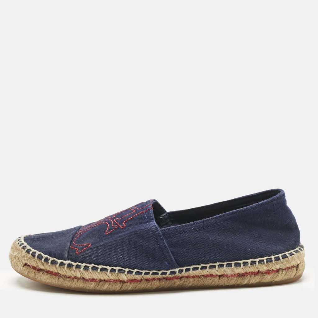 CH Carolina Herrera Navy Blue Canvas Espadrille Flats Size 37 CH Carolina Herrera Navy Blue Canvas Espadrille Flats Size 37