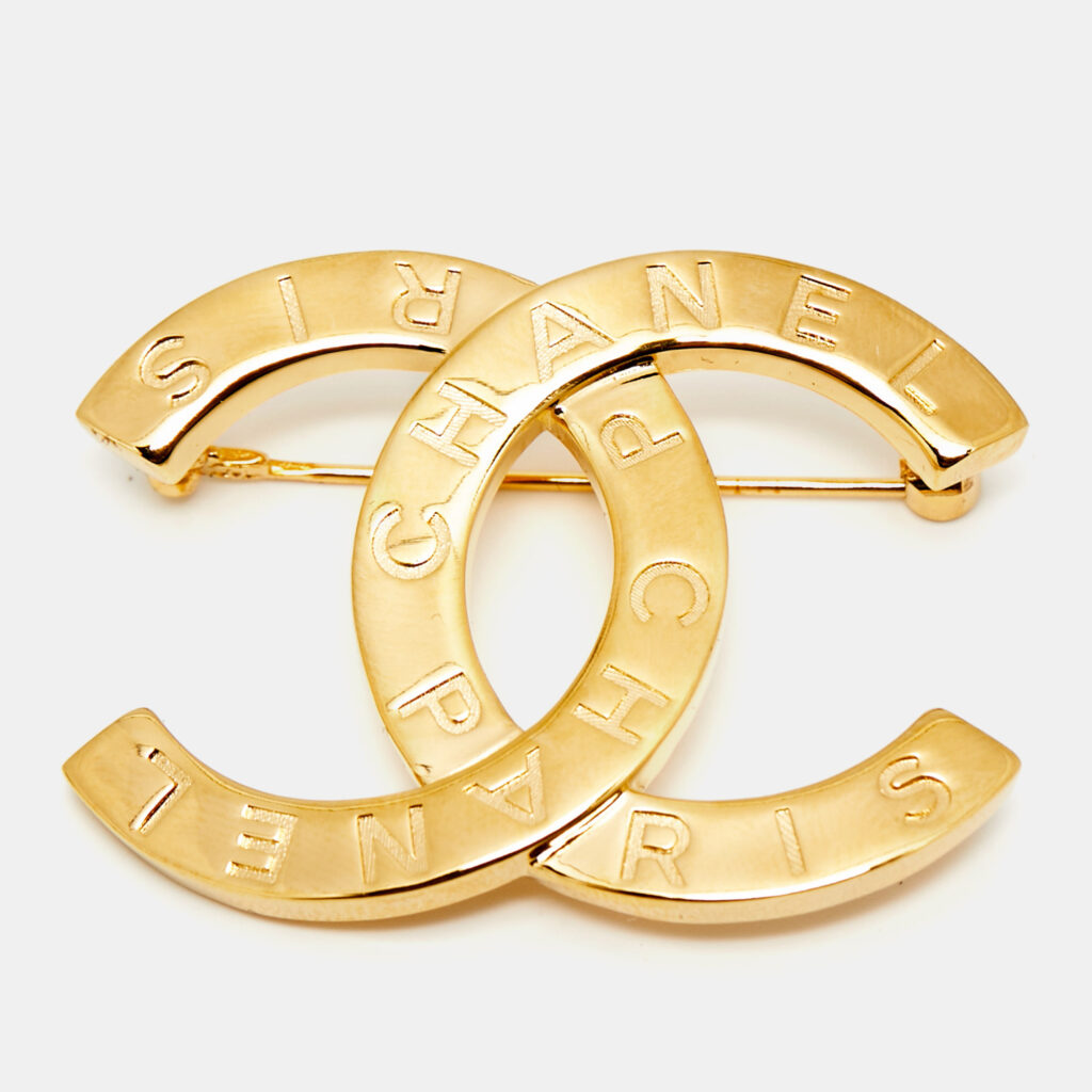 Chanel CC Gold Tone Brooch Chanel CC Gold Tone Brooch