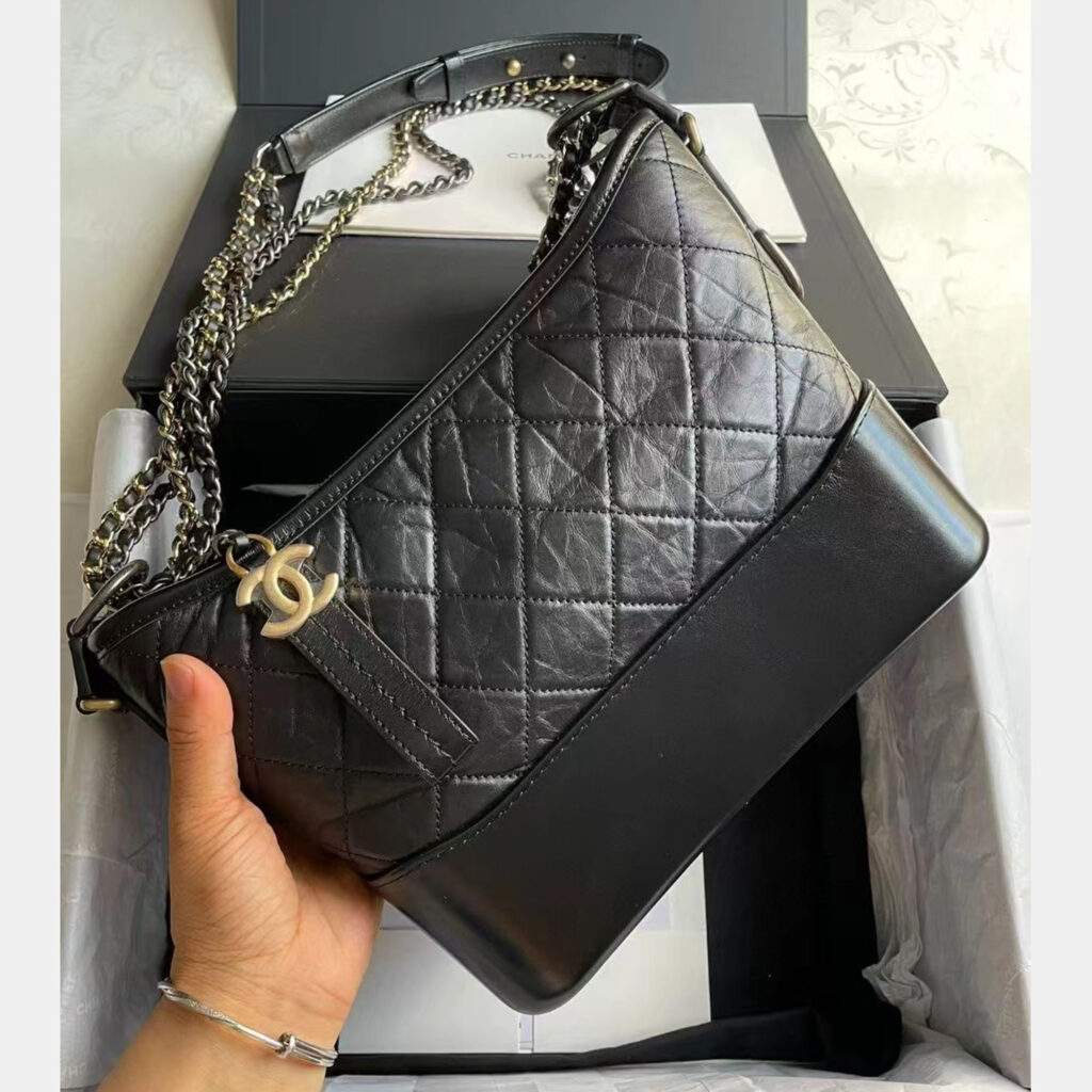Chanel Black Aged Calfskin Quilted New Medium Gabrielle Hobo Bag Chanel Black Aged Calfskin Quilted New Medium Gabrielle Hobo Bag
