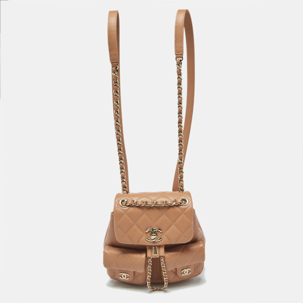 Chanel Tan Quilted Caviar Leather Mini Duma Backpack