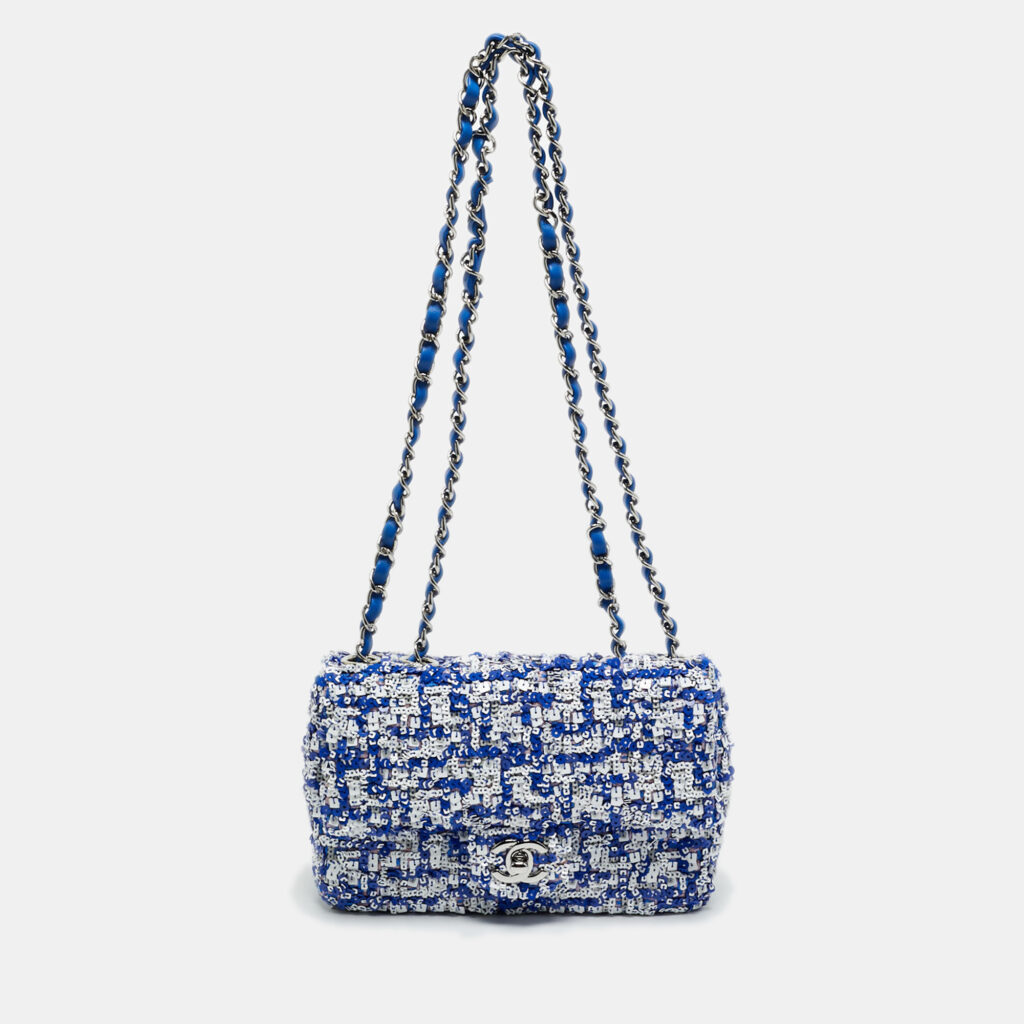 Chanel Blue/White Sequins Small Classic Flap Bag Chanel Blue/White Sequins Small Classic Flap Bag