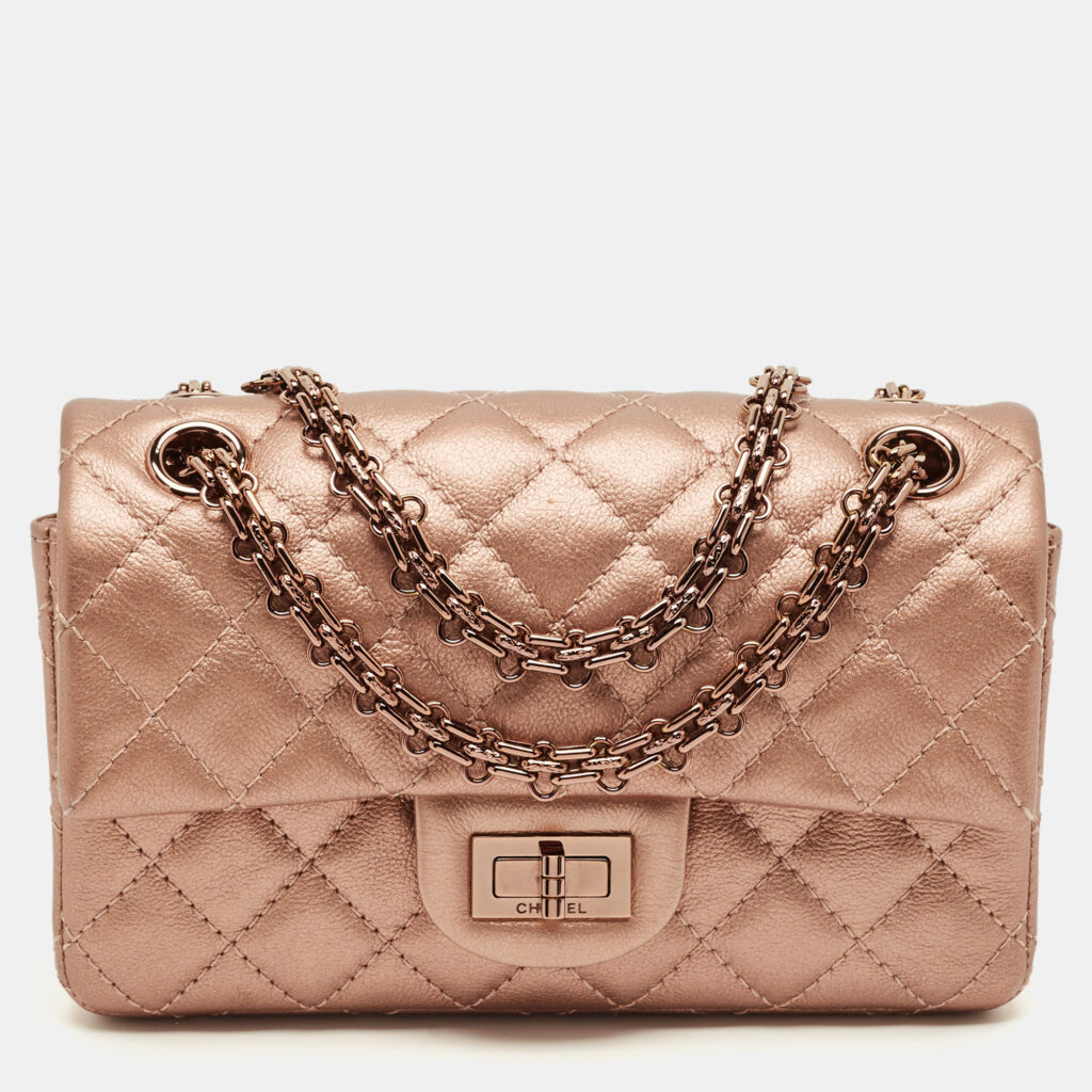 Chanel Rose Gold Quilted Leather Reissue 2.55 Mini Flap Bag Chanel Rose Gold Quilted Leather Reissue 2.55 Mini Flap Bag
