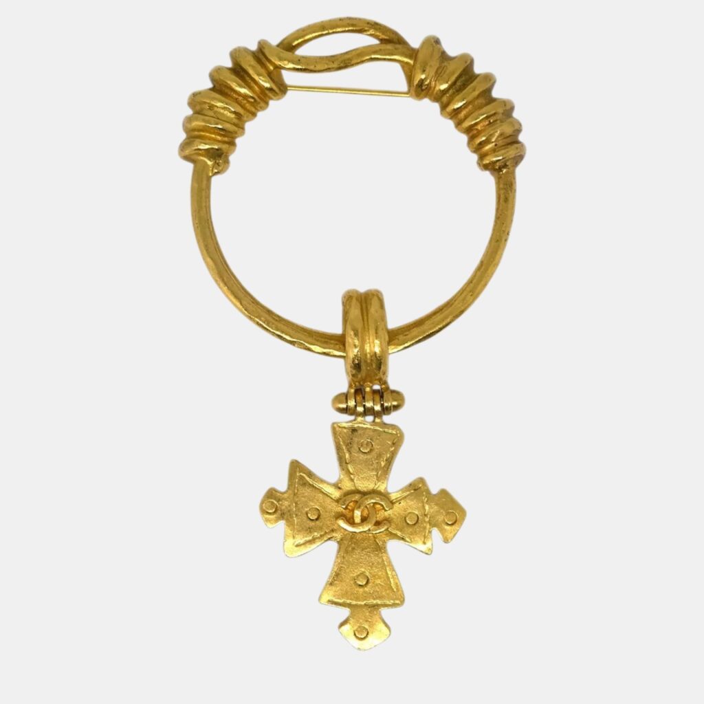 Chanel Gold PlatedCross Brooch Pin Chanel Gold PlatedCross Brooch Pin