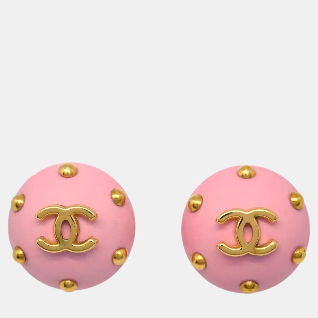 Chanel Pink Button Clip-On Earrings Chanel Pink Button Clip-On Earrings