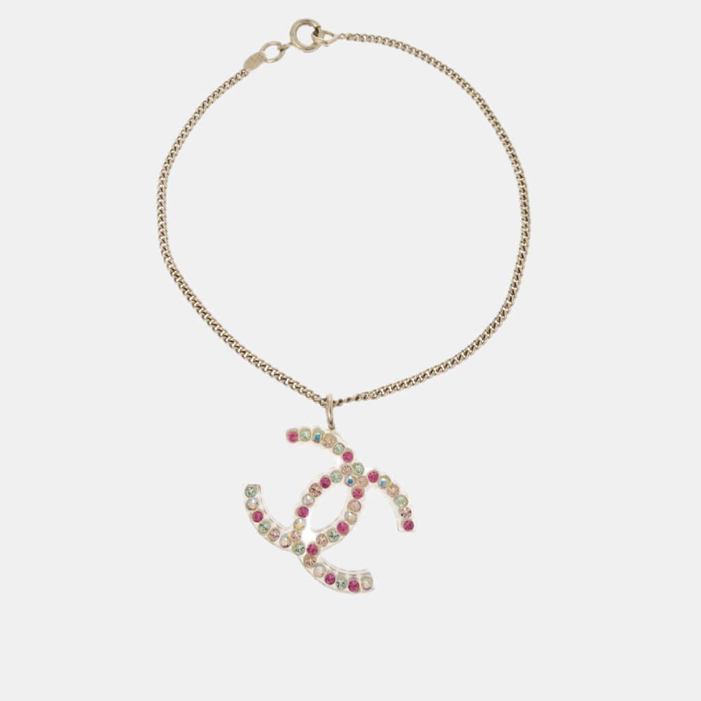 Chanel Gold Chain Bracelet Rhinestone Chanel Gold Chain Bracelet Rhinestone