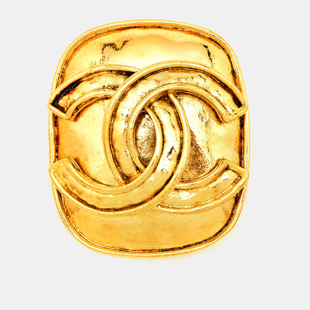 Chanel CC Gold Tone Brooch Chanel CC Gold Tone Brooch