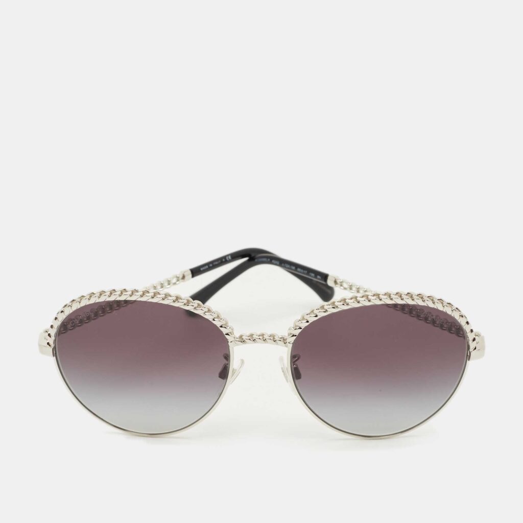 Chanel Black/Silver Tone Gradient 4242 Metal Chain Sunglasses Chanel Black/Silver Tone Gradient 4242 Metal Chain Sunglasses