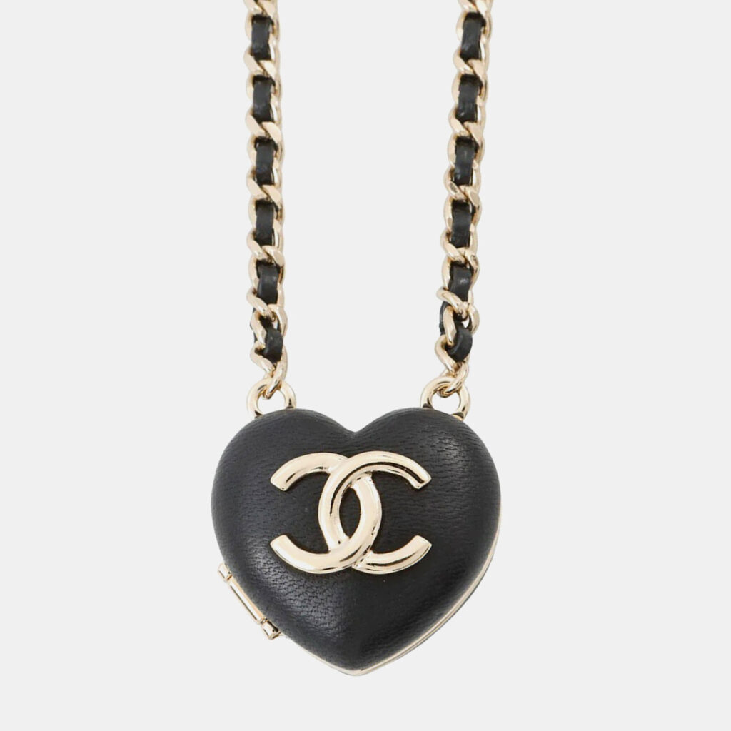 Chanel CC Logo Mirror Black Lambskin Necklace Chanel CC Logo Mirror Black Lambskin Necklace