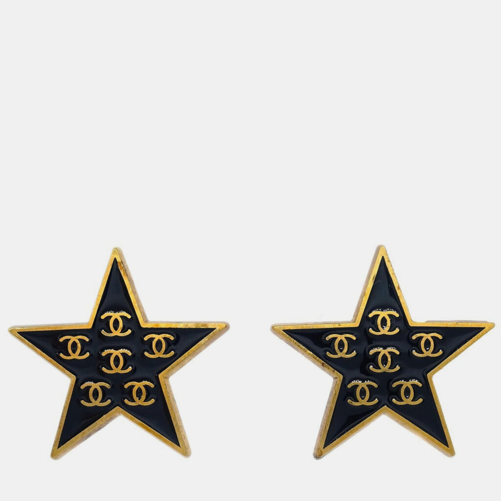 Chanel Star Earrings Clip-On Black 01P Chanel Star Earrings Clip-On Black 01P