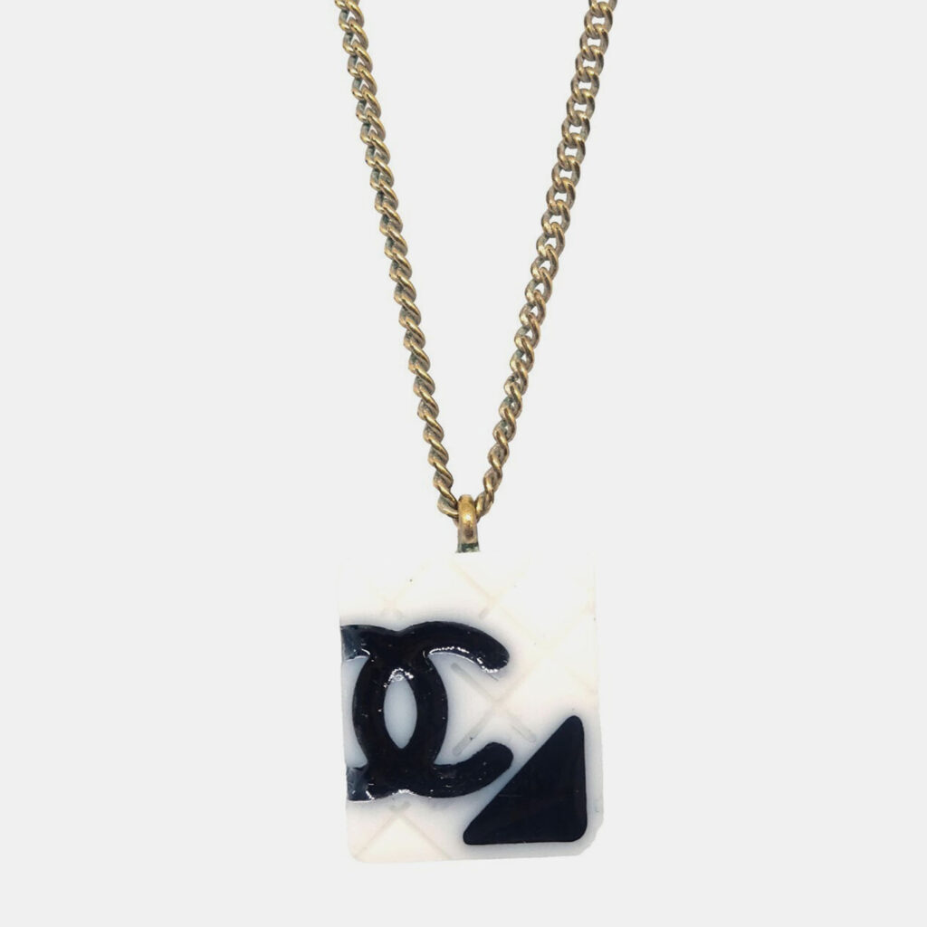Chanel Cambon Ligne Chain Necklace Pendant Gold White 05C Chanel Cambon Ligne Chain Necklace Pendant Gold White 05C