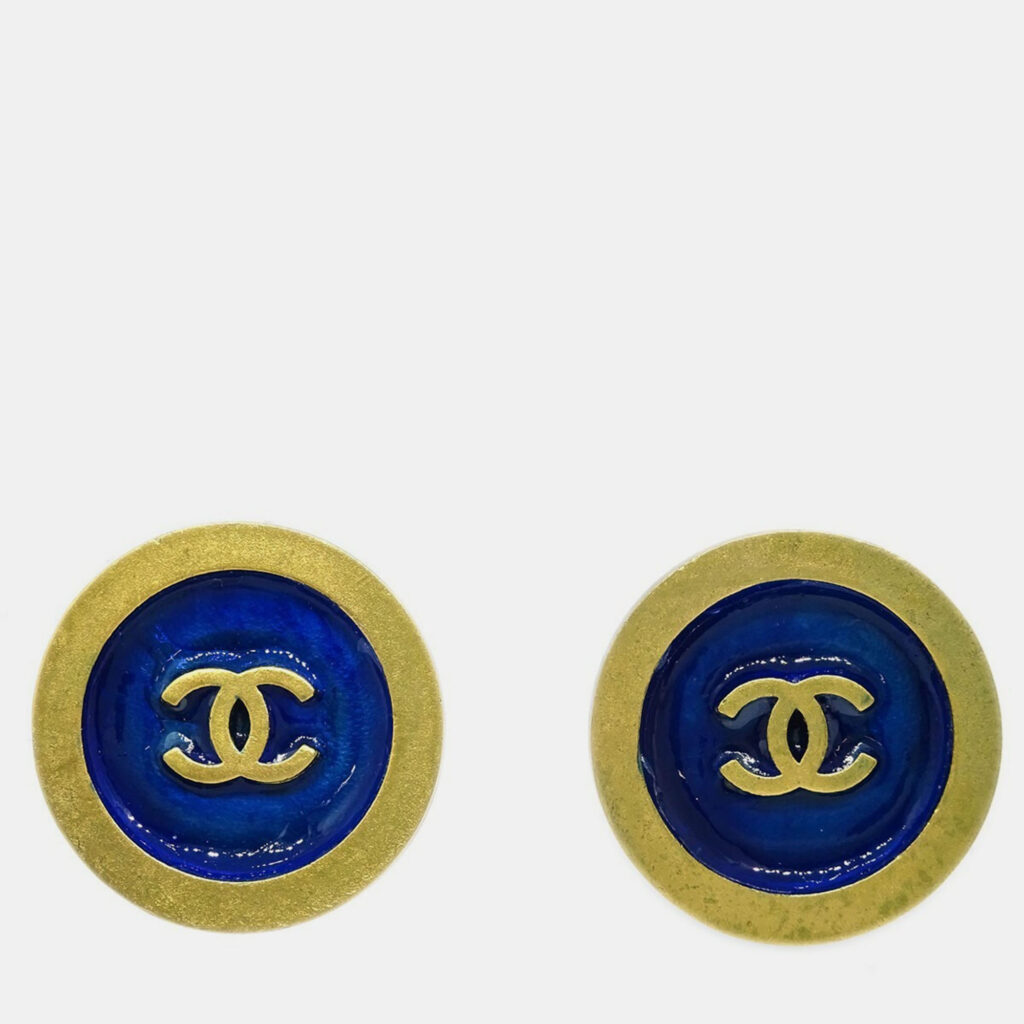 Chanel Gold Gripoix Button Earrings Clip-On 94P Chanel Gold Gripoix Button Earrings Clip-On 94P