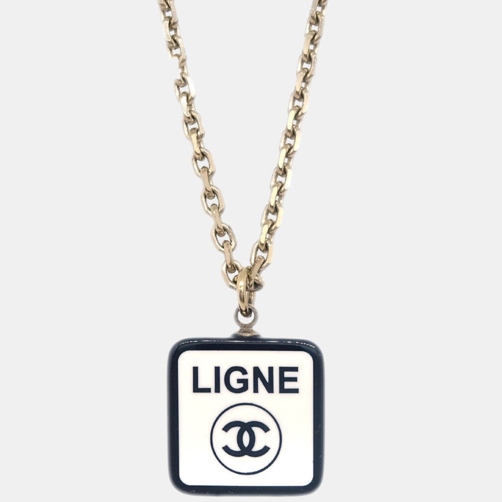 Chanel No5 Ligne Chain Necklace Pendant Gold White Chanel No5 Ligne Chain Necklace Pendant Gold White