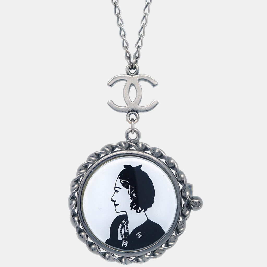 Chanel Mademoiselle Chain Pendant Necklace Silver Chanel Mademoiselle Chain Pendant Necklace Silver