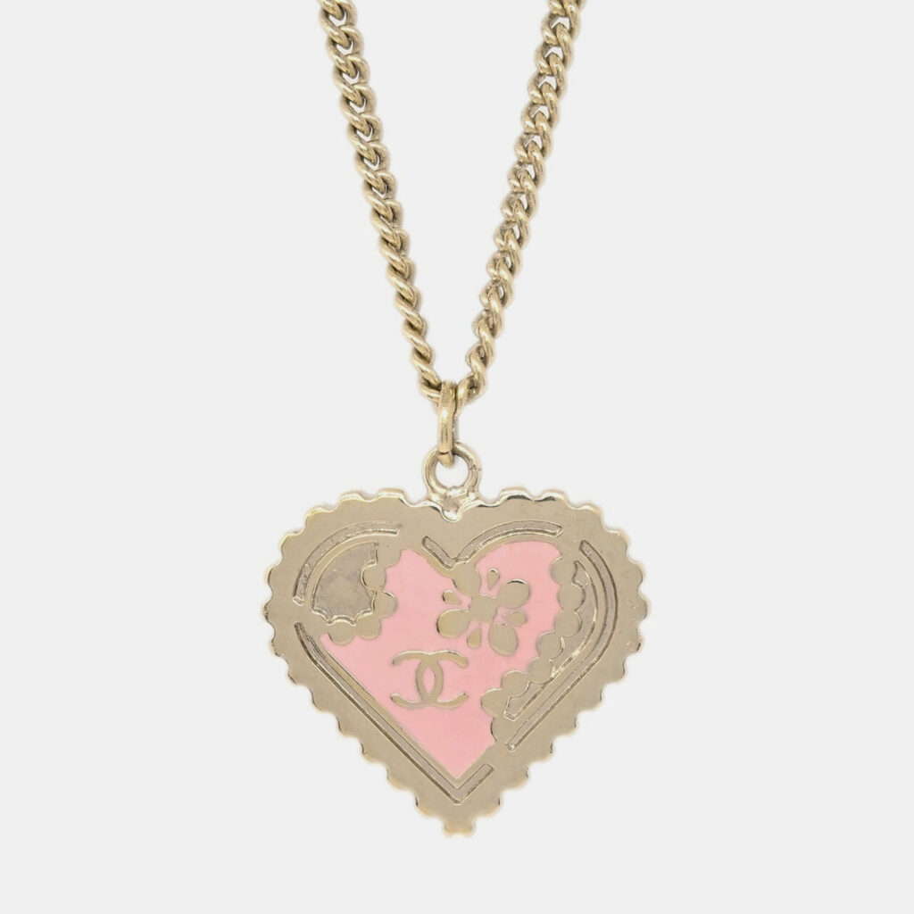 Chanel Heart Chain Pendant Necklace Gold Chanel Heart Chain Pendant Necklace Gold