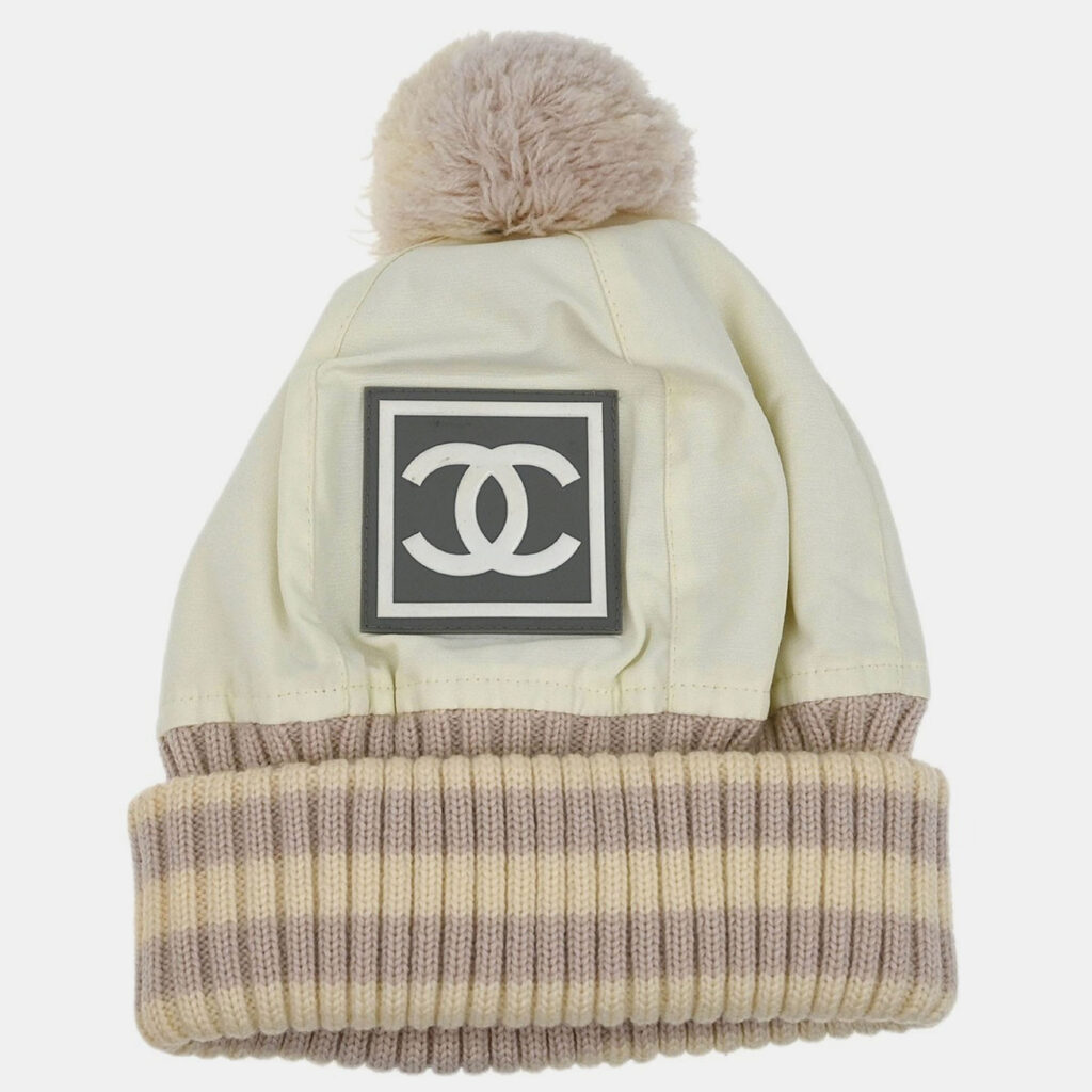 luxury-women-chanel-used-accessories-p1229546-013-1.jpg Chanel White Sport Line Knit Cap Size M