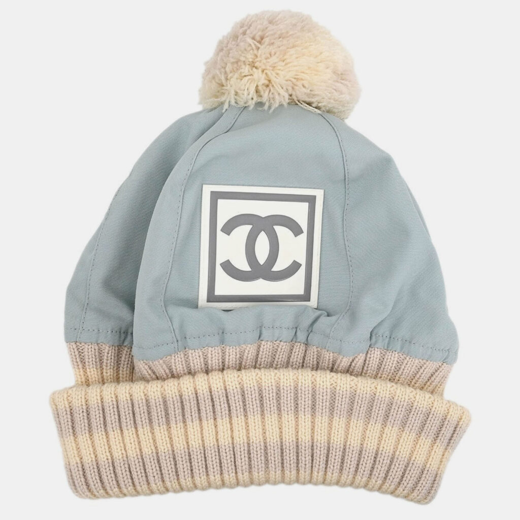 Chanel Light Blue Knit Cap Hat Sport Line Size M Chanel Light Blue Knit Cap Hat Sport Line Size M
