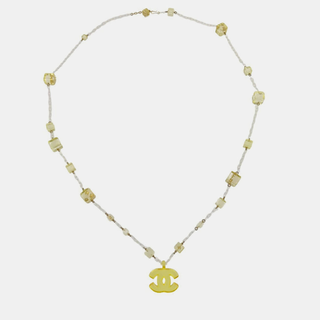 Chanel CC Pendant Necklace Yellow Chanel CC Pendant Necklace Yellow