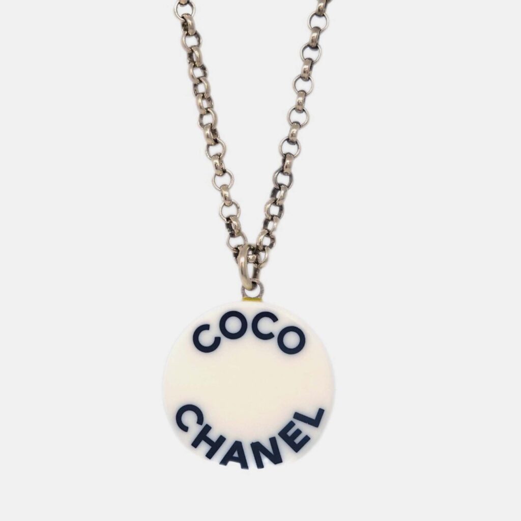 Chanel Gold White Pendant Necklace Chanel Gold White Pendant Necklace