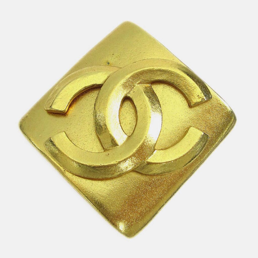 Chanel Rhombus Brooch Pin Gold Chanel Rhombus Brooch Pin Gold