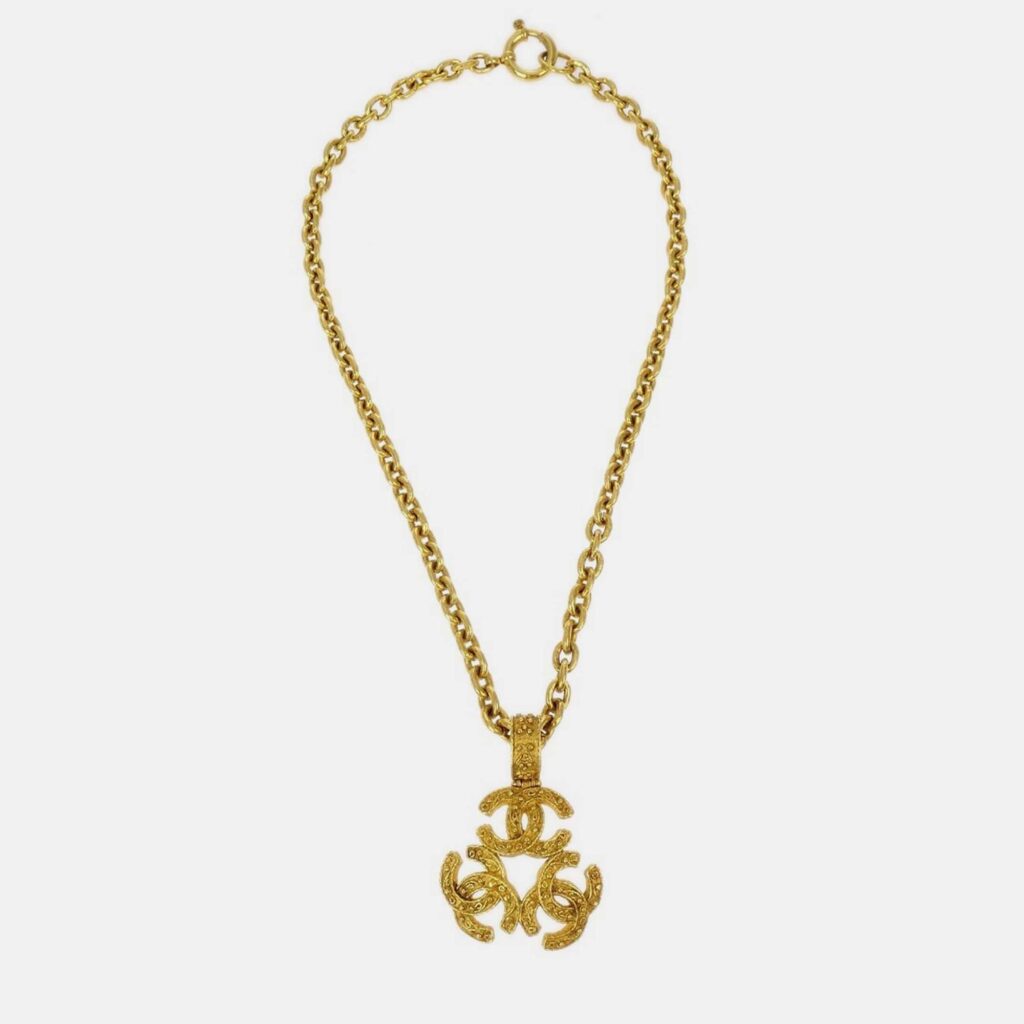 Chanel Triple CC Chain Pendant Necklace Gold Chanel Triple CC Chain Pendant Necklace Gold
