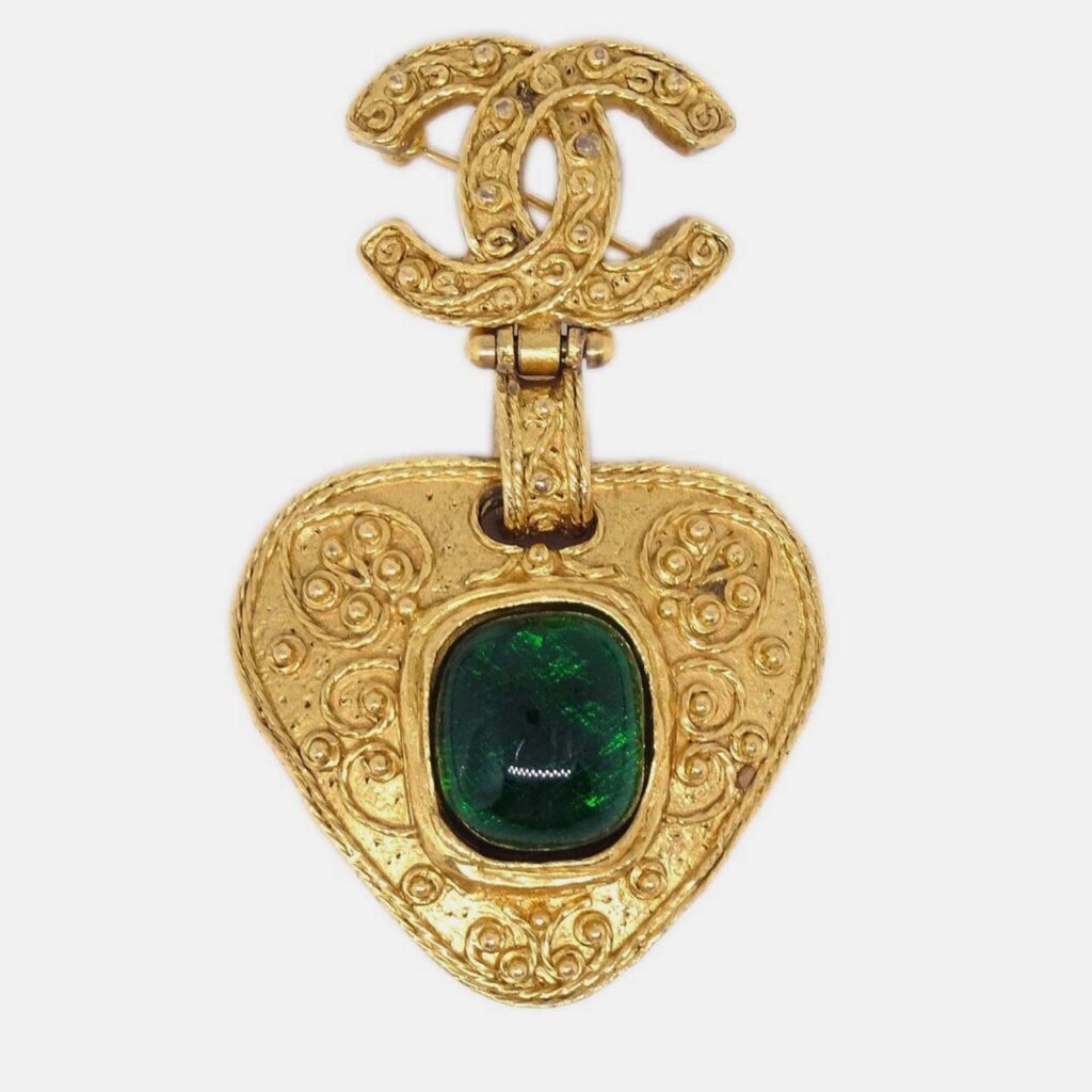 Chanel Brooch Pin Gold Gripoix Chanel Brooch Pin Gold Gripoix