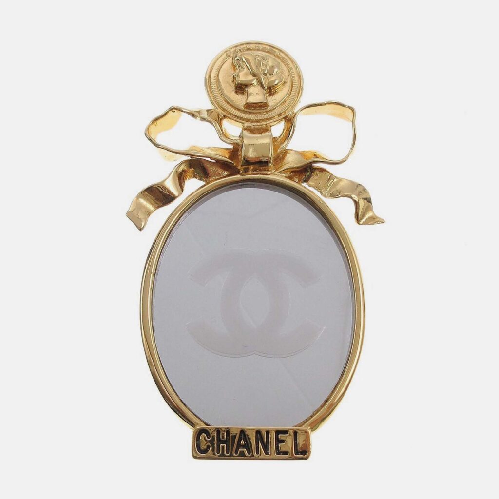 Chanel Bow Mirror Brooch Pin Gold Chanel Bow Mirror Brooch Pin Gold