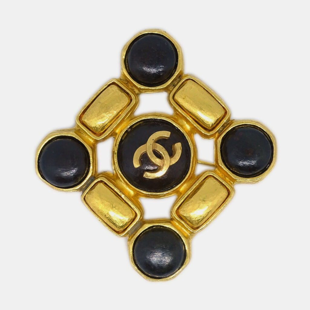 Chanel Stone Brooch Pin Gold Chanel Stone Brooch Pin Gold
