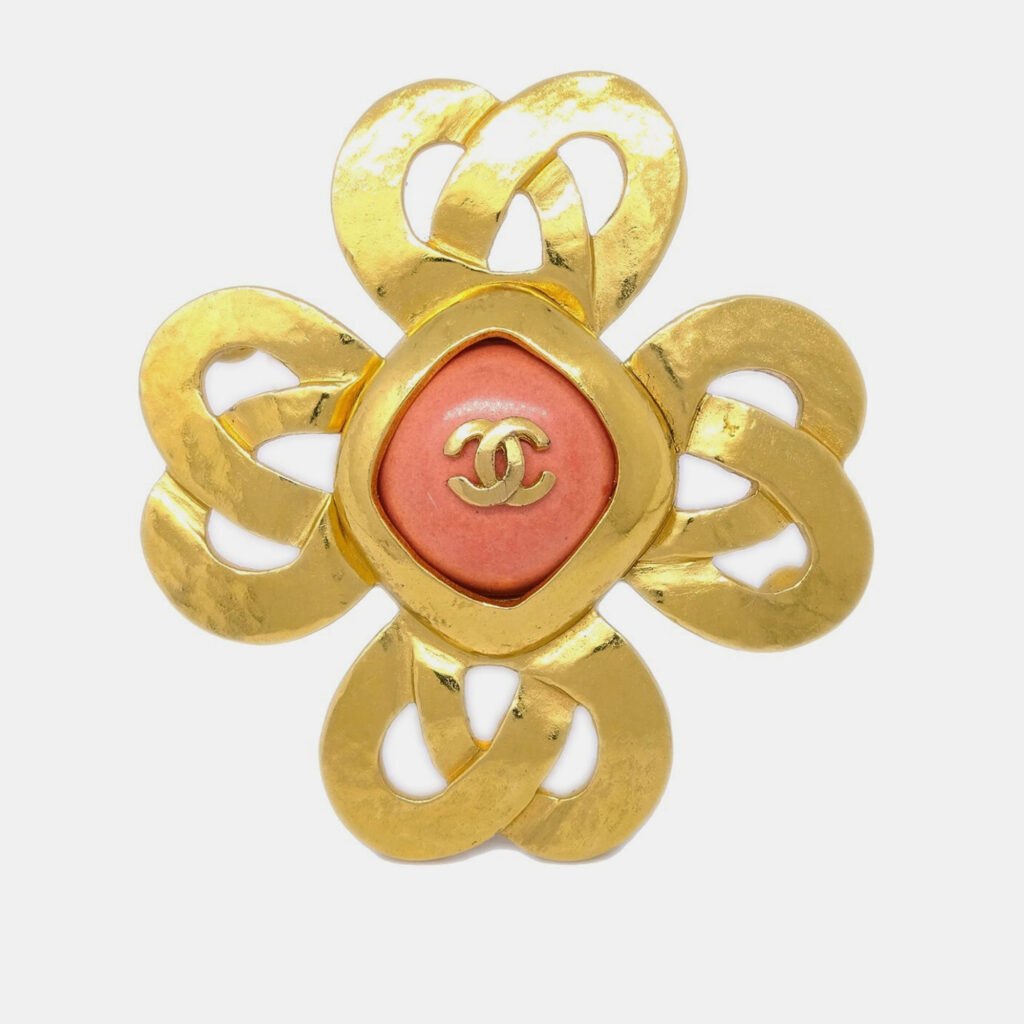 Chanel Gold Stone Brooch Pin Chanel Gold Stone Brooch Pin