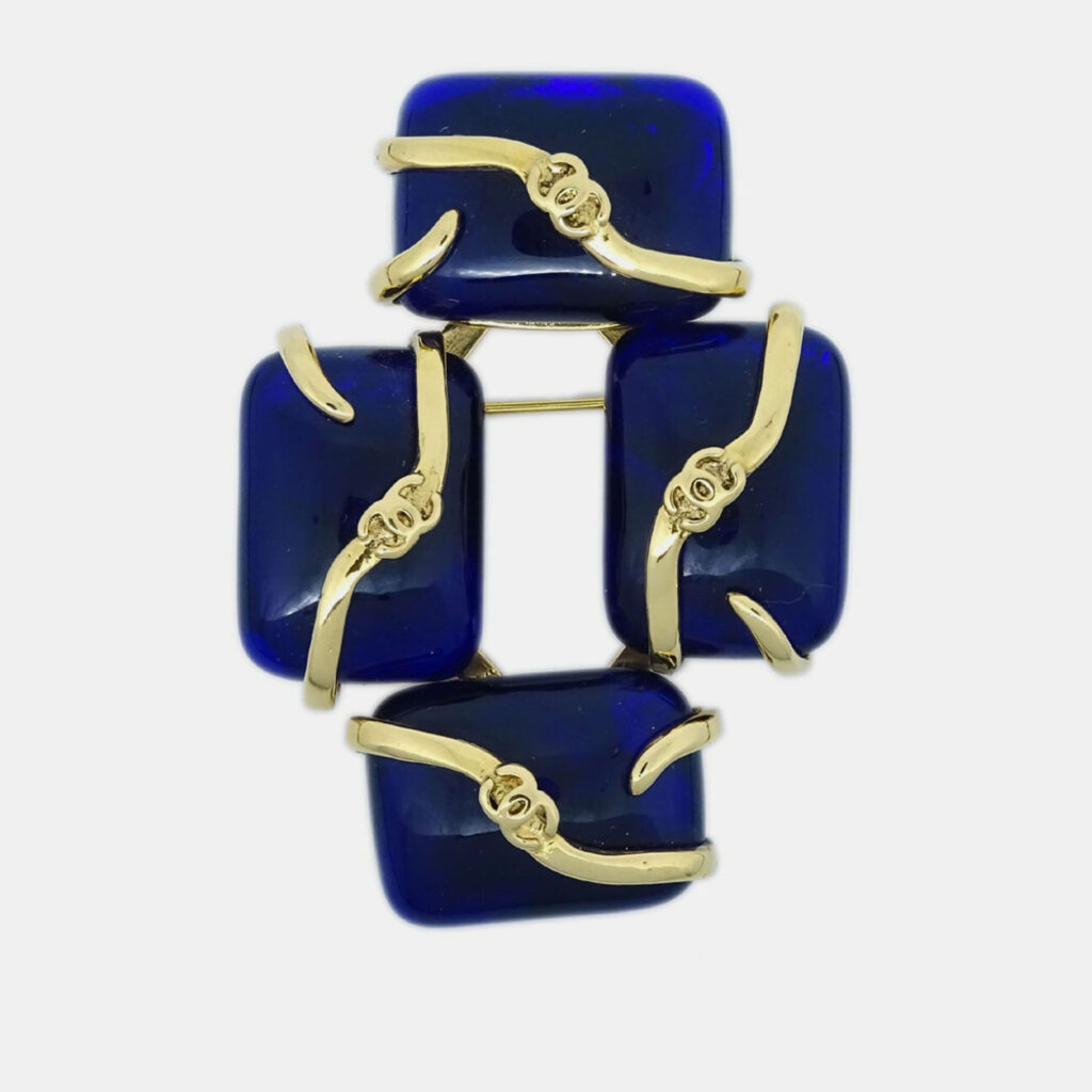 Chanel Gripoix Brooch Pin Gold Blue Chanel Gripoix Brooch Pin Gold Blue