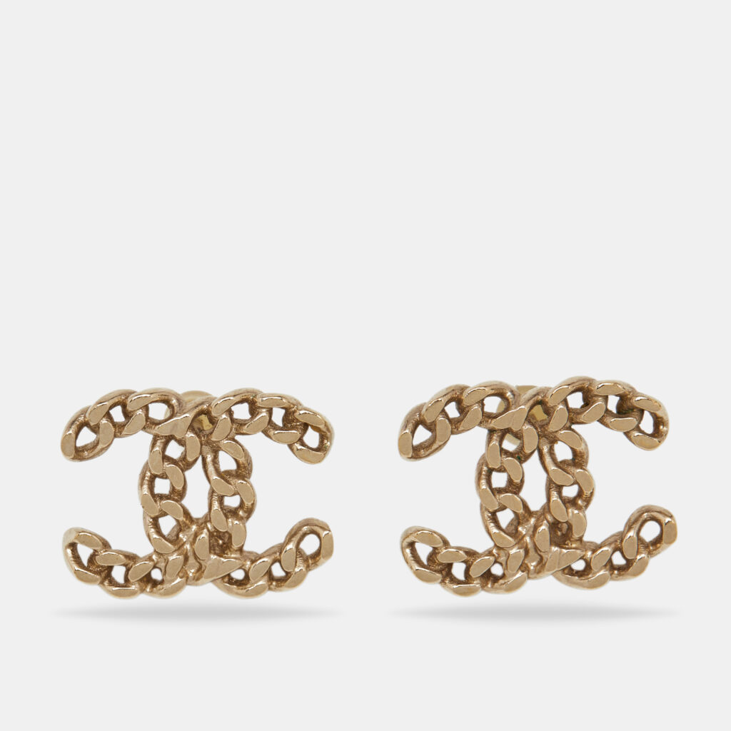 Chanel CC Gold Tone Earrings Chanel CC Gold Tone Earrings