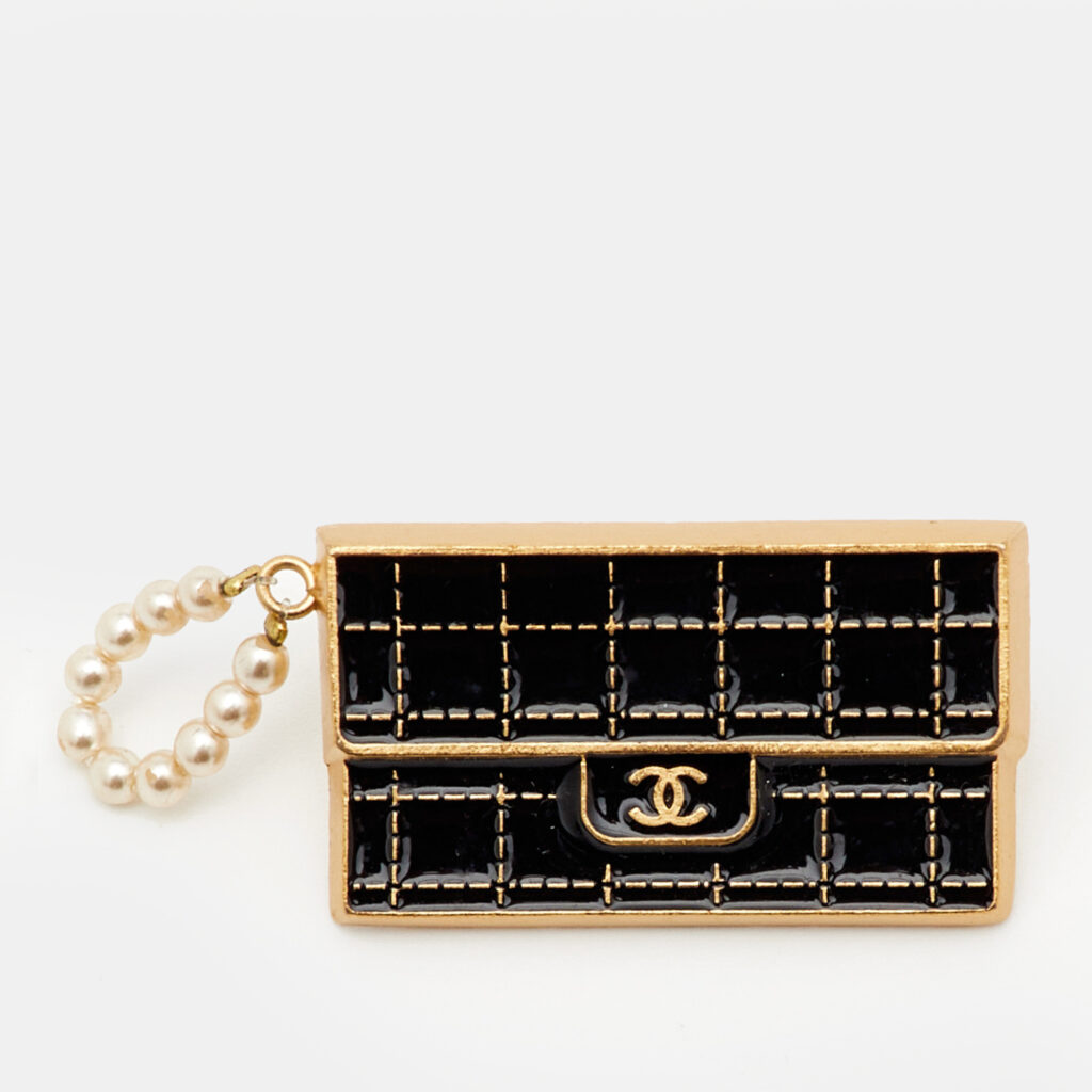 Chanel CC Bag Gold Tone Pin Brooch Chanel CC Bag Gold Tone Pin Brooch